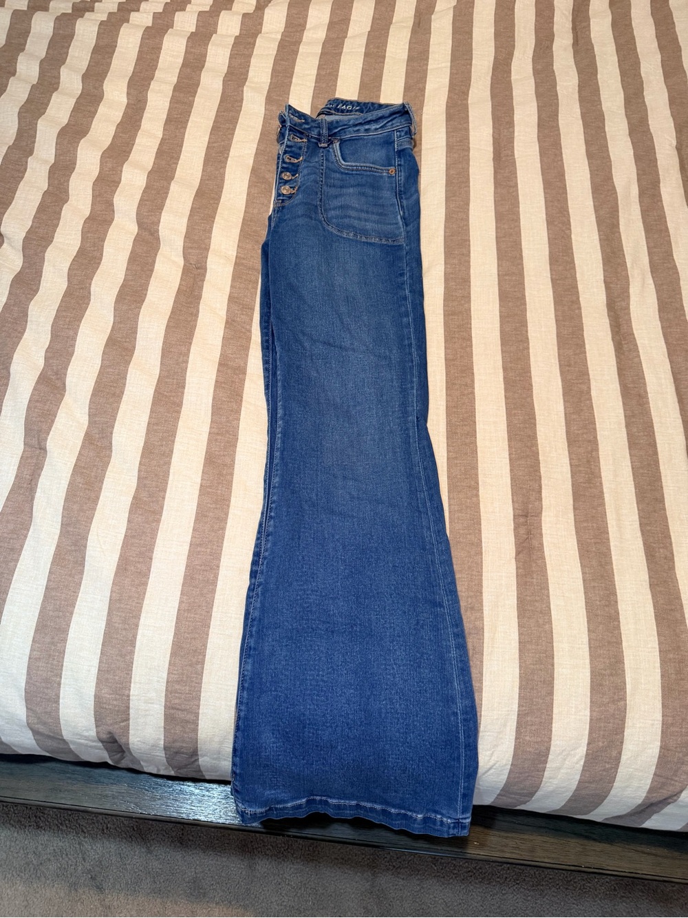 American Eagle Outfitters Dark Blue Wide-Leg High-Rise Jeans